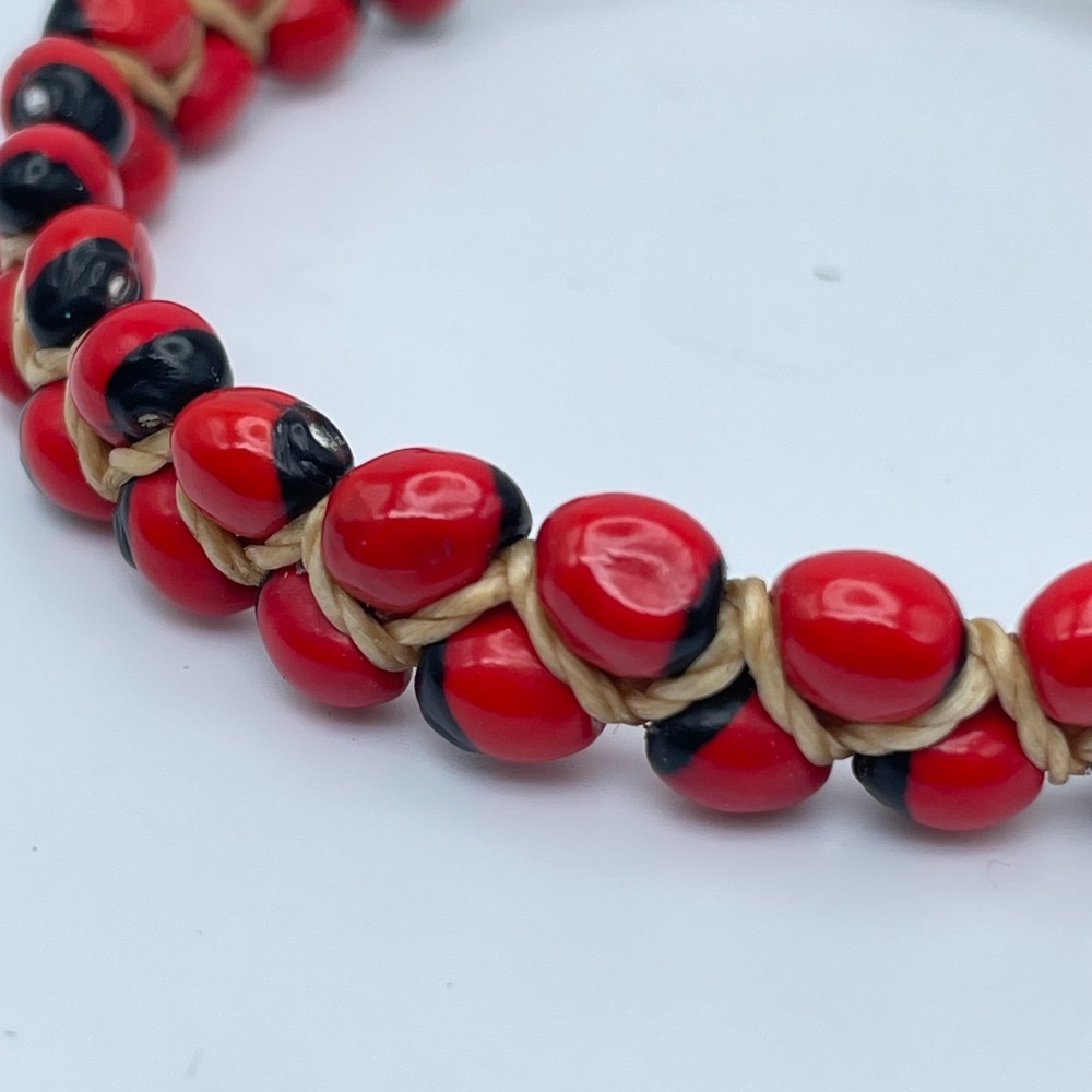 Vintage Y2K Red Black Seed Bead Bracelet Adjustable Macrame Boho Bracelet‎ - Picture 5 of 10